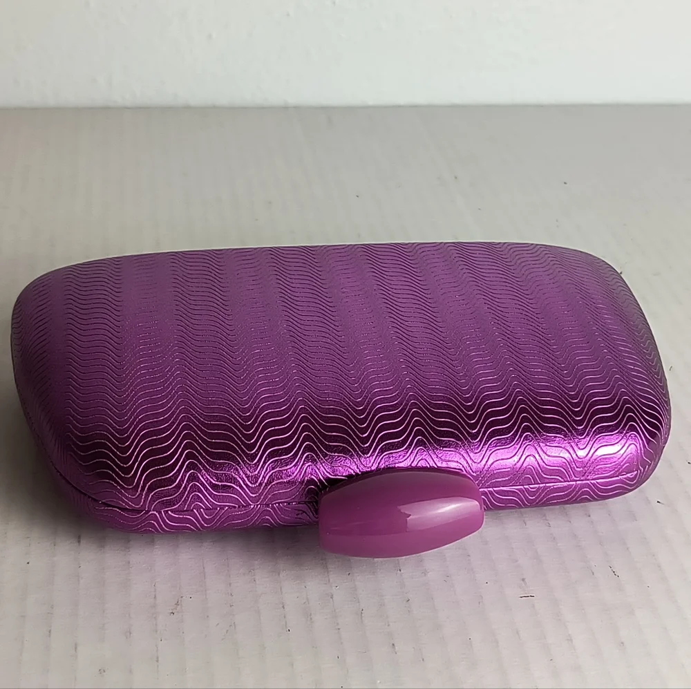 Exquisite Abstract Wave Pattern Evening Clutch Bag Purple Metal Strap